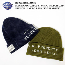 Buzz Rickson's MECHANIC CAP A-4 U.S.N. WATCH CAP STENCIL "AERO REPAIR"/"SEABEES" BR02443/BR02454画像
