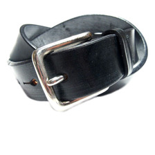 MARTIN FAIZEY 1.25 INCH WEST END BUCKLE SADDLE LEATHER BELT/black(pewter)画像