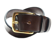 MARTIN FAIZEY 1.25 INCH WEST END BUCKLE SADDLE LEATHER BELT/brown(brass)画像