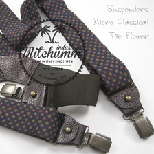 MITCHUMM INDUSTRIES MICRO CLASSIC TIE FLOWER MUSTERD/RED ON NAVY MI-SUSP-72画像