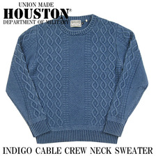 HOUSTON INDIG CABLE CREW NECK SWEATER 21228画像