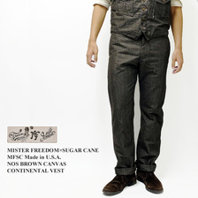 MISTER FREEDOM &times; SUGAR CANE MFSC Made in U.S.A. NOS BROWN CANVAS CONTINENTAL TROUSERS SC41564画像