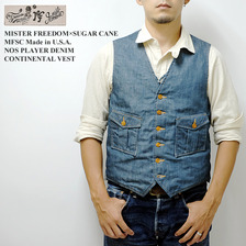 MISTER FREEDOM &times; SUGAR CANE MFSC Made in U.S.A. NOS PLAYER DENIM CONTINENTAL VEST SC13603画像