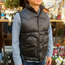 RAINBOW COUNTRY LEATHER DOWN VEST COWHIDE&times;HORSEHIDE BLACK RCL-10037HC画像
