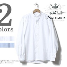 ANATOMICA ピンオックスフォード バンドカラーシャツ 530-511-14画像