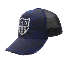 YOSHINORI KOTAKE DESIGN 444ロゴ スワロフスキー ジャガードCAMO メッシュキャップ NAVY画像