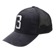 YOSHINORI KOTAKE DESIGN &times; BARNEYS NEWYORK 3ロゴ シルバーワッペン CAMO メッシュキャップ BLACK画像