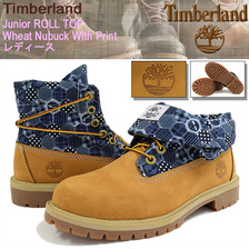 Timberland Junior ROLL TOP Wheat Nubuck With Print A1CN7画像
