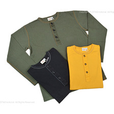 Two Moon 9/10 Sleeve Henley Neck Tee Shirts 20208画像