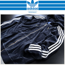 adidas Originals Velour Full Zip Hoodie AY9219画像