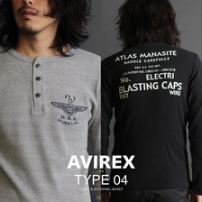 AVIREX L/S WAFFLE HENLY NECK U.S.N T-SHIRT 6163476画像