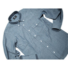 IKE BEHAR #MF1306LB FULL OPEN L/S B.D. BLEACHED WASH DUNGAREE SHIRTS/blue画像