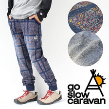 go slow caravan インディゴ 総柄 イージーパンツ 356104画像