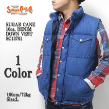 SUGAR CANE 10oz. DENIM DOWN VEST SC13701画像