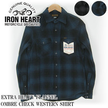 IRON HEART EXTRA HEAVY FLANNEL OMBRE CHECK WESTERN SHIRT IHSH-130画像