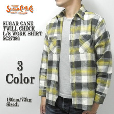 SUGAR CANE TWILL CHECK L/S WORK SHIRT SC27386画像