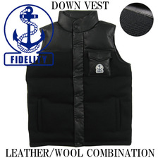 FIDELITY DOWN VEST LEATHER/WOOL COMBINATION FD16F-LTW204画像