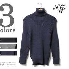 NIFFI TURTLENECK RIB KNIT WO/SHOULDER PATCHES 700051423画像