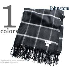 Johnstons STOLE Black with White Windowpen AU0331/WD000056画像