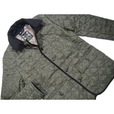 LAVENHAM MEN'S HELMINGHAM BRITISH HERRINGBONE WOOL QUILTING JACKET/grey&times;new taupe画像