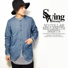SWING NO COLLAR MID LENGTH SHIRT画像