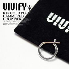VIVIFY K18 GOLD POST HAMMERED HOOP PIERCE(S) VFP-116画像