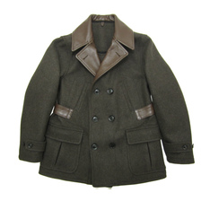 BLACK SIGN Heavy Weight Wool Melton / Horse Hide Gaucho Coat BSFJ-16402B画像