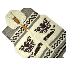 CANADIAN SWEATER THUNDERBIRD & WHALE ZIP UP VEST/grey natural画像