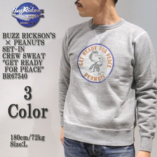 Buzz Rickson's &times; PEANUTS SET-IN CREW SWEAT "GET READY FOR PEACE" BR67540画像