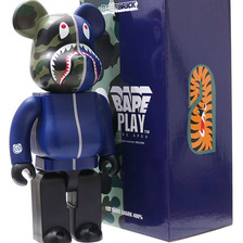 A BATHING APE &times; MEDICOM TOY 1ST CAMO SHARK BE@RBRICK 400% NAVY画像