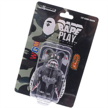 A BATHING APE &times; MEDICOM TOY 1ST CAMO SHARK BE@RBRICK 100% BLACK画像