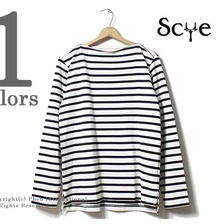SCYE BASICS 60/8度詰天竺 ショルダージップ ボーダーロンT 5117-21567画像