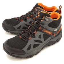 MERRELL MENS OUTRIGHT EDGE MID WATERPROOF BLACK/BURNT ORANGE 342254C画像