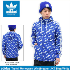 adidas Originals Trefoil Monogram Windbreaker JKT Blue/White BQ2058画像