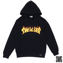 SWAGGER FIRE PATTERN PULLOVER HOODIE BLACK画像