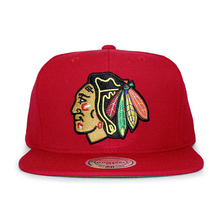 Mitchell & Ness CHICAGO BLACKHAWKS BASIC SOLID LOGO SNAPBACK RED LVMNCBH043画像
