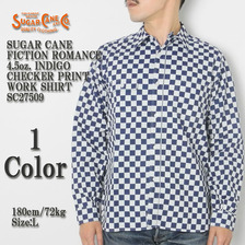SUGAR CANE FICTION ROMANCE 4.5oz. INDIGO CHECKER PRINT WORKSHIRT SC27509画像