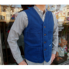SUGAR CANE Light INDIGO NEEDLEWORK CLOTH WORK VEST SC13818画像
