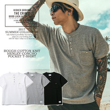CRIMIE ROUGH COTTON KNIT HENLEY NECK CONCHO POCKET T-SHIRT C1G3-CS03画像