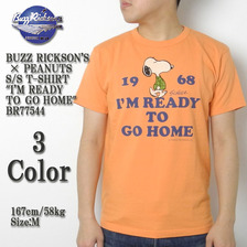 Buzz Rickson's &times; PEANUTS S/S T-SHIRT "I'M READY TO GO HOME" BR77544画像