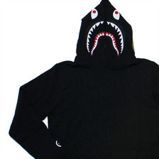 A BATHING APE SHARK SIDE ZIP WIDE LONG LENGTH PULLOVER HOODIE 1D30-114-001画像