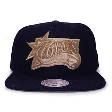 Mitchell & Ness Philadelphia 76ers MELTON PROPER SNAPBACK BLACKxBROWN LVMNPPS041画像