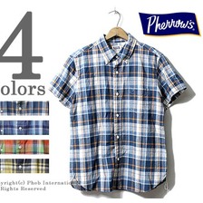 Pherrow's 17S-PBDS3 マルチチェック 半袖 ボタンダウンシャツ画像