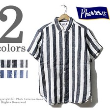 Pherrow's 17S-PBDS2-ST ワイドストライプ 半袖ボタンダウンシャツ画像