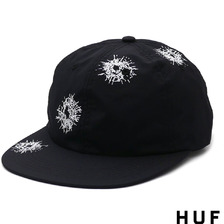 HUF SHOTS SATIN 6 PANEL CAP BLACK画像