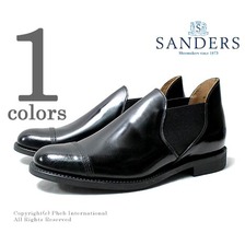 SANDERS Military Cap Toe Short Chelsea Black 1619画像