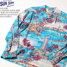 SUN SURF L/S RAYON ALOHA SHIRT "SURF ON CLOUD NINE" HINOYA Special Order SS37470HYLS画像