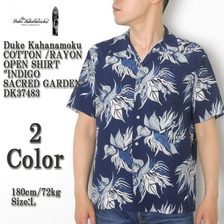 Duke Kahanamoku COTTON /RAYON OPEN SHIRT"INDIGO SACRED GARDEN" DK37483画像