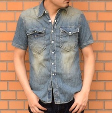 FOB FACTORY F3396 H/S デニムウエスタンシャツ画像