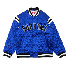 Supreme Quilted Satin Varsity Jacket ROYAL画像